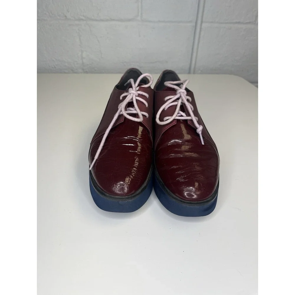 United Nude Spark Derby Burgundy Platform Oxford Womens 37 / US 6.5 Snake Print‎